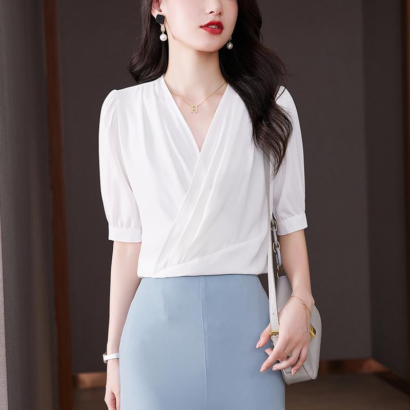 Plus Size Wrap Office Blouse
