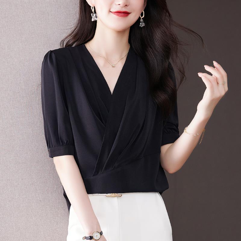 Plus Size Wrap Office Blouse