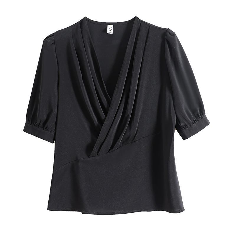 Plus Size Wrap Office Blouse