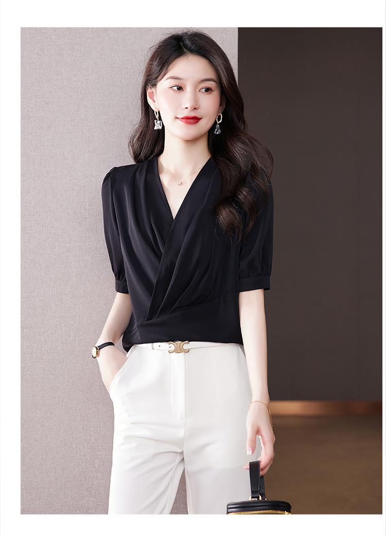 Plus Size Wrap Office Blouse
