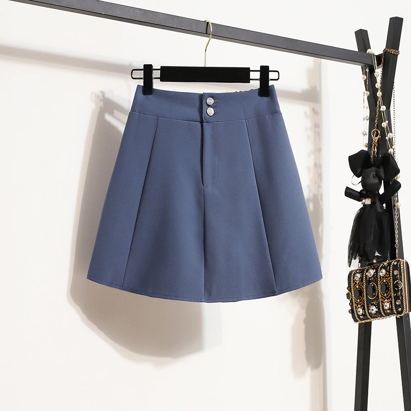 Plus Size Double Button A Line Mini Skirt
