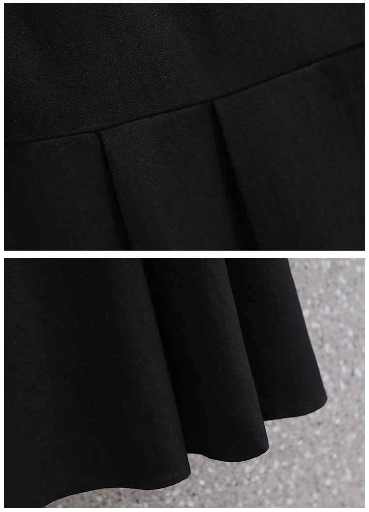 Plus Size Puff Sleeve Black Dress