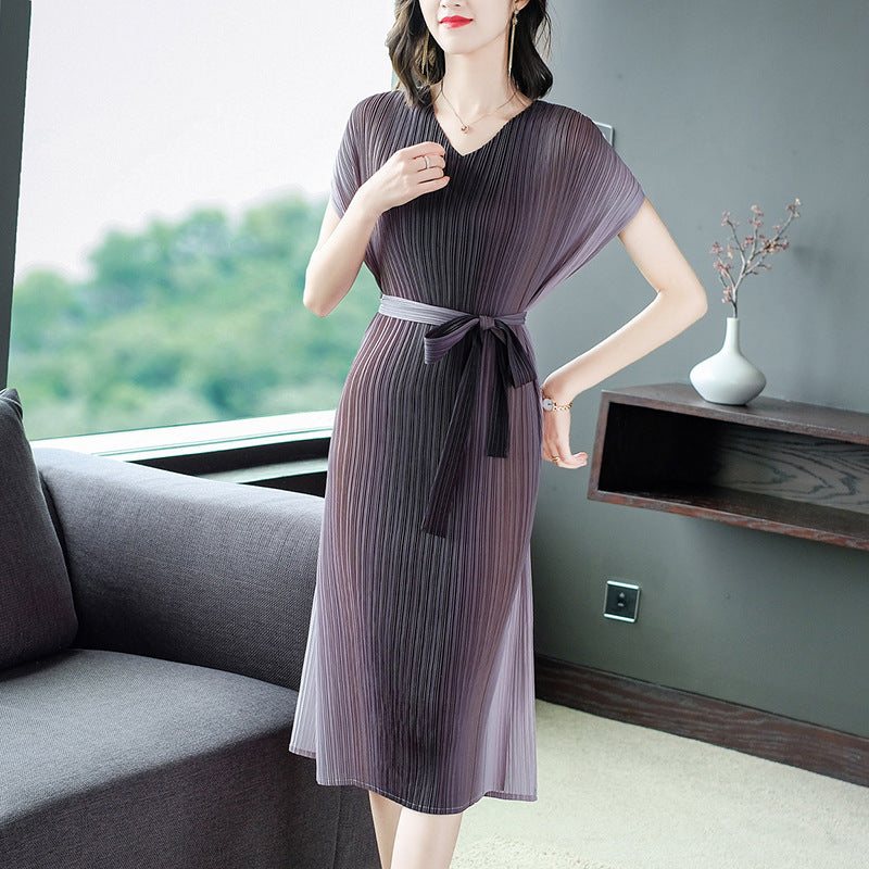 Plus Size Pleats Ombre Dress
