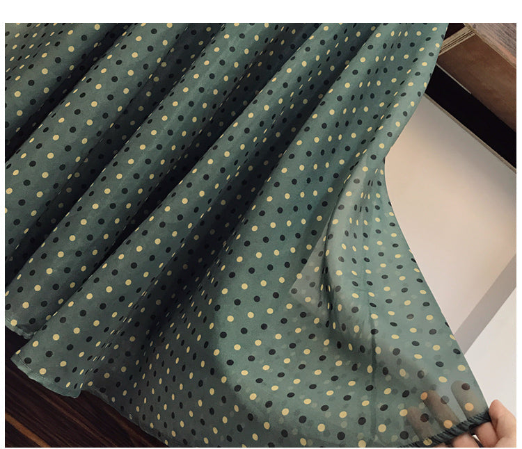 Plus Size Green Polka Dots Pussybow Dress