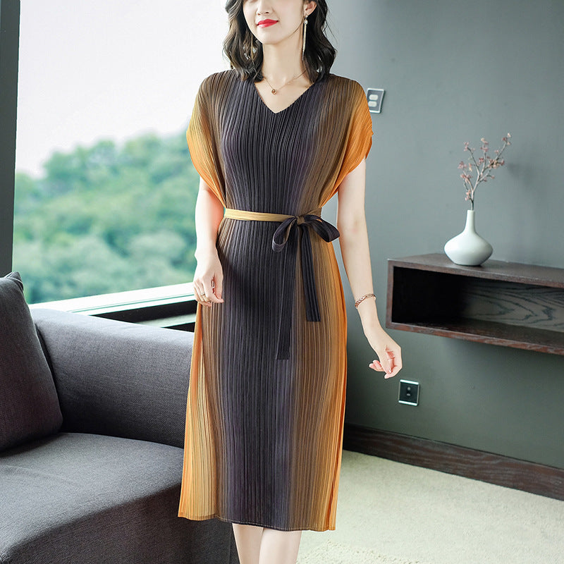 Plus Size Pleats Ombre Dress