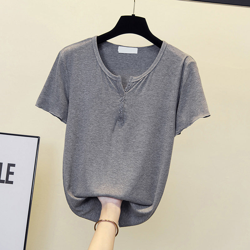 Plus Size Notch Neck Tee