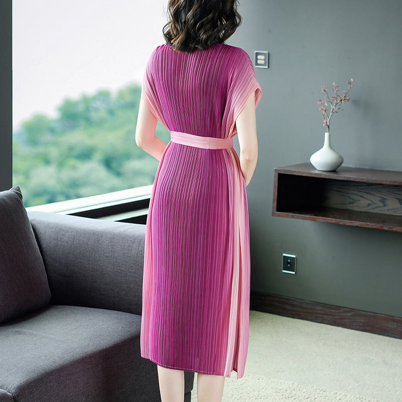 Plus Size Pleats Ombre Dress