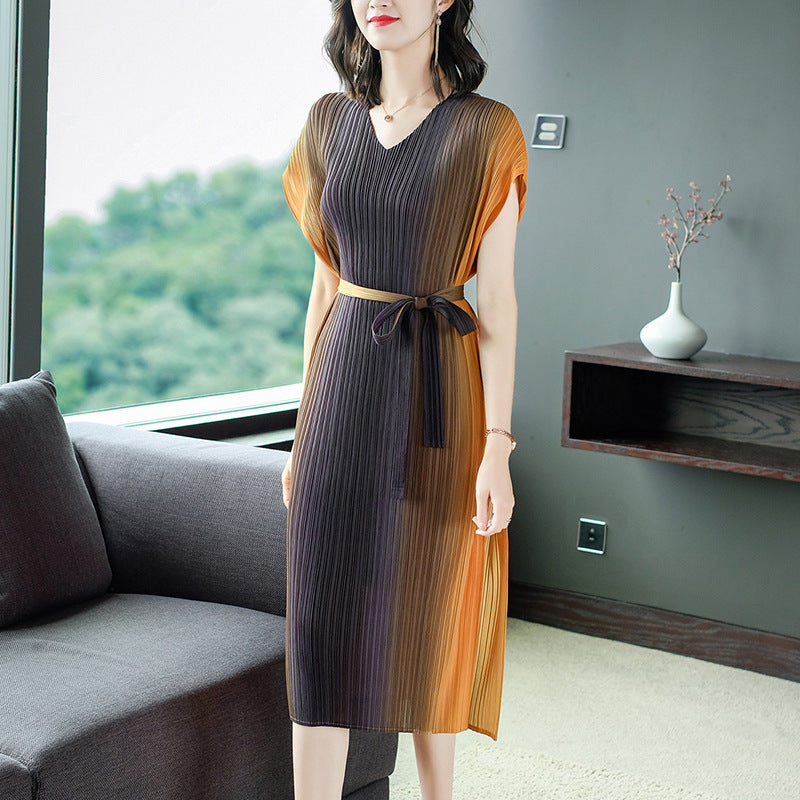 Plus Size Pleats Ombre Dress