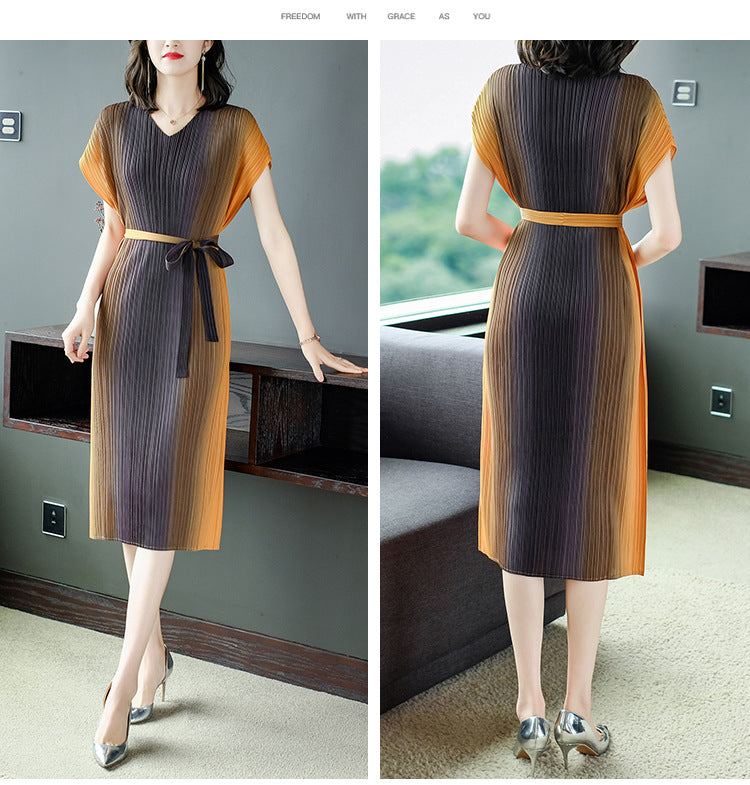 Plus Size Pleats Ombre Dress