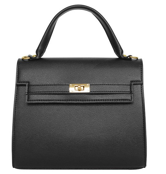 Classic Square Top Handle Bag – Black / Pink-Brown