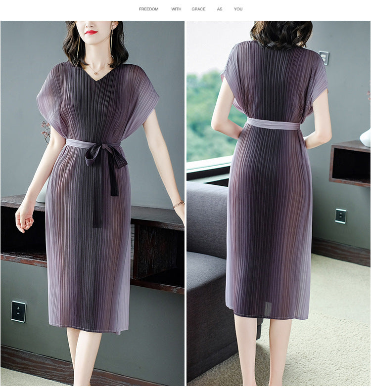 Plus Size Pleats Ombre Dress