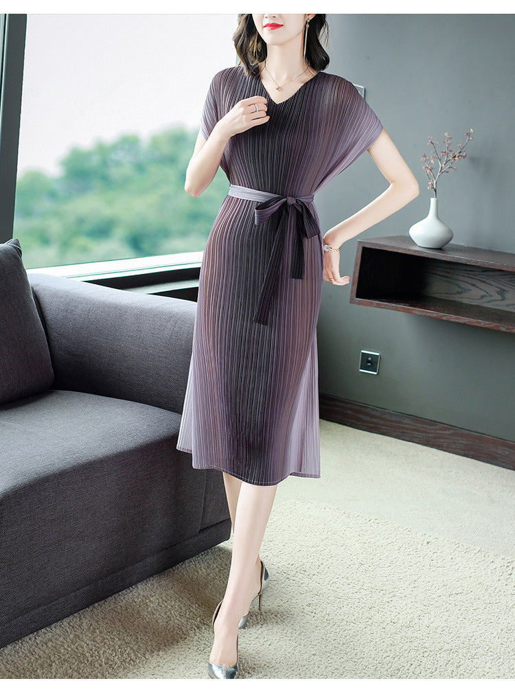 Plus Size Pleats Ombre Dress