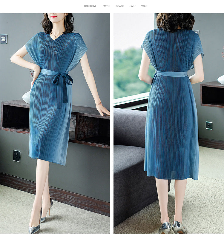 Plus Size Pleats Ombre Dress