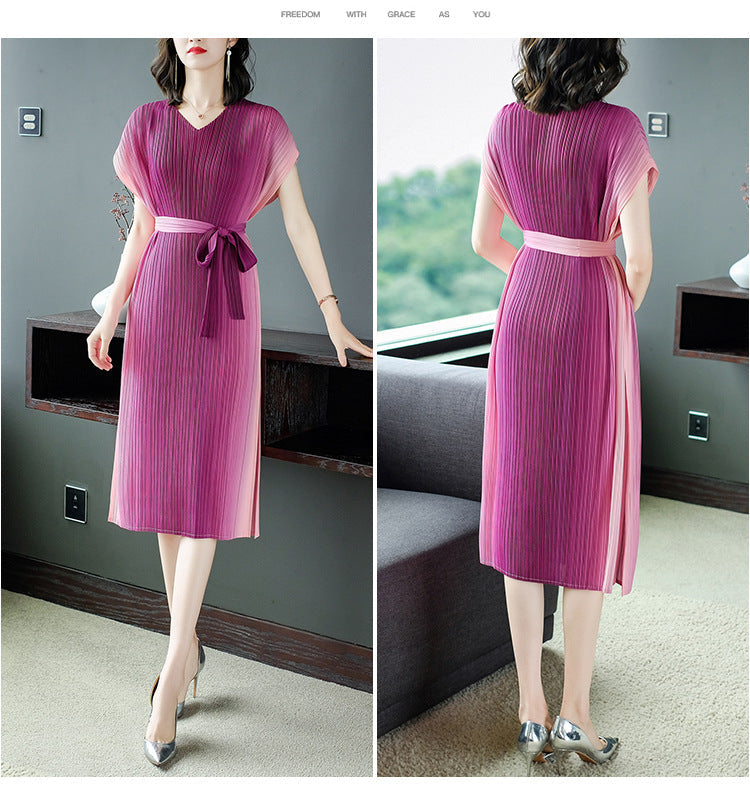 Plus Size Pleats Ombre Dress