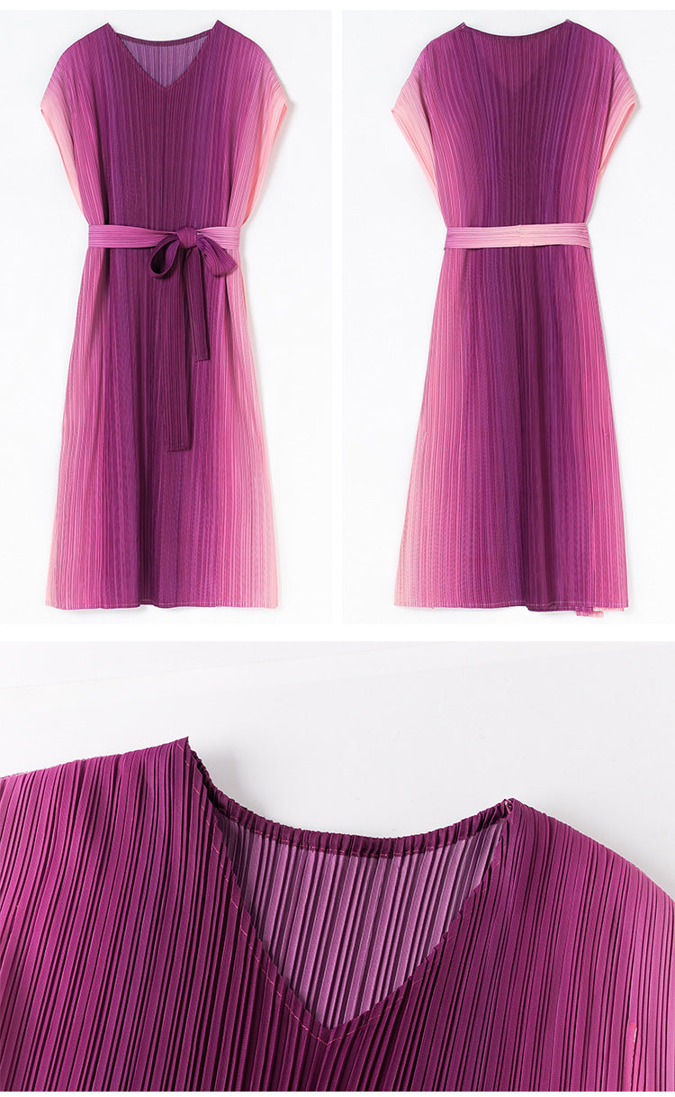 Plus Size Pleats Ombre Dress