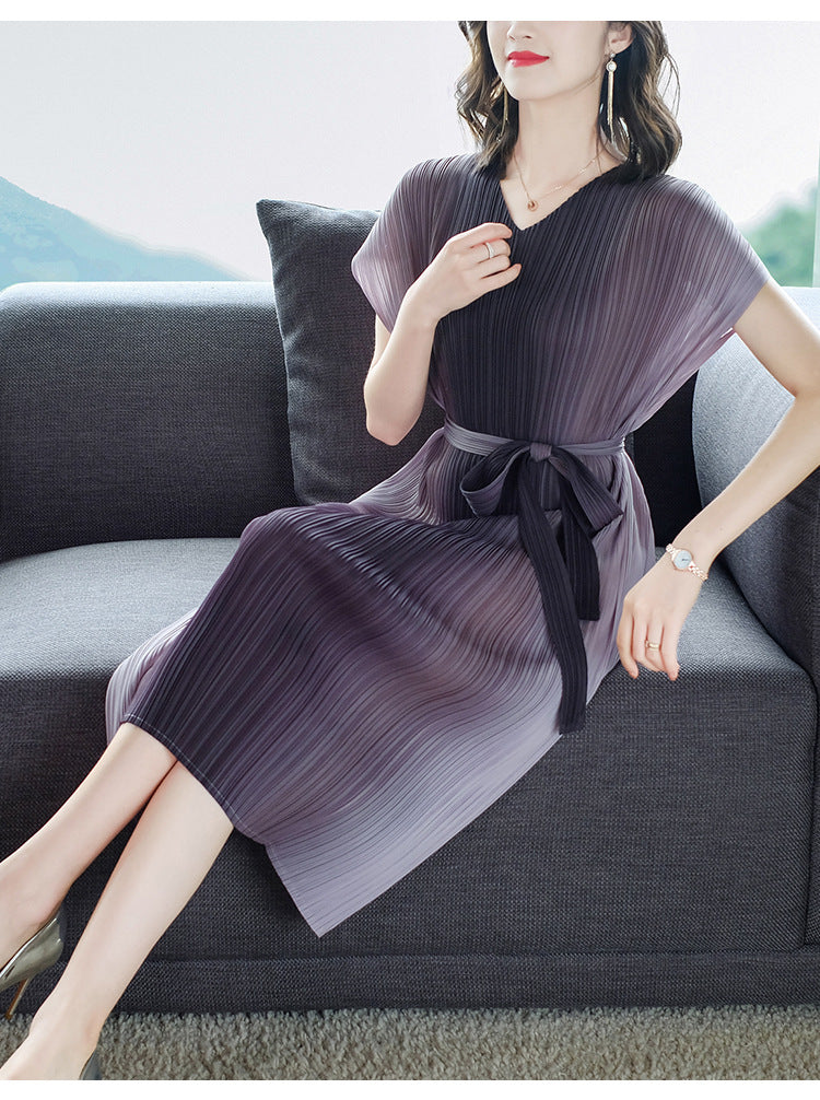 Plus Size Pleats Ombre Dress