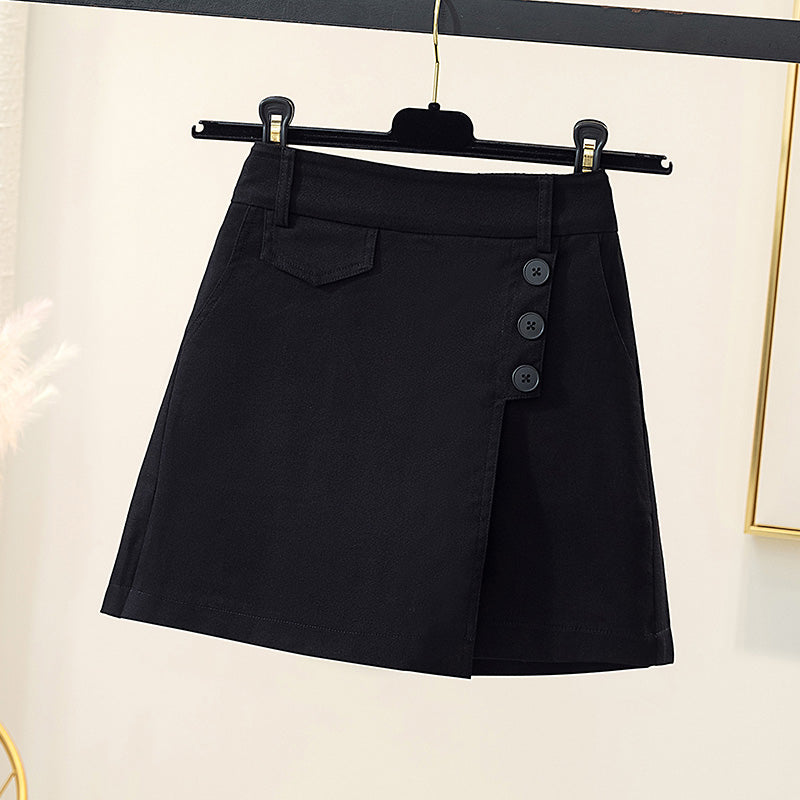 Plus Size Button A Line Skorts
