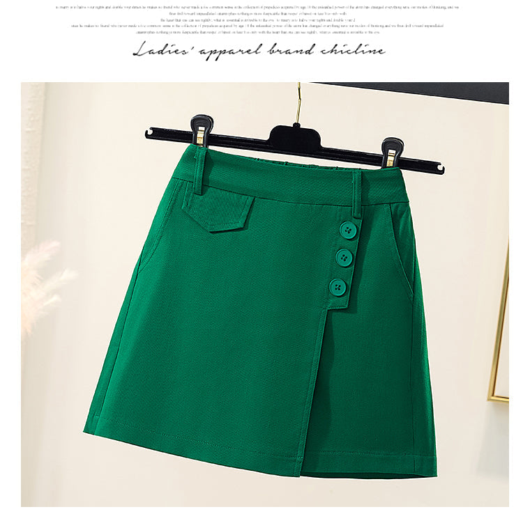 Plus Size Button A Line Skorts