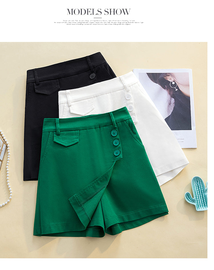 Plus Size Button A Line Skorts