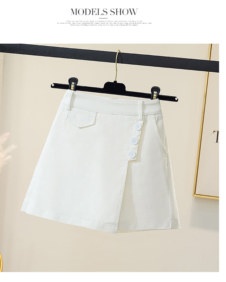 Plus Size Button A Line Skorts
