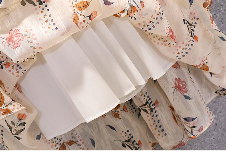 Plus Size Floral Chiffon Flutter Sleeve Dress