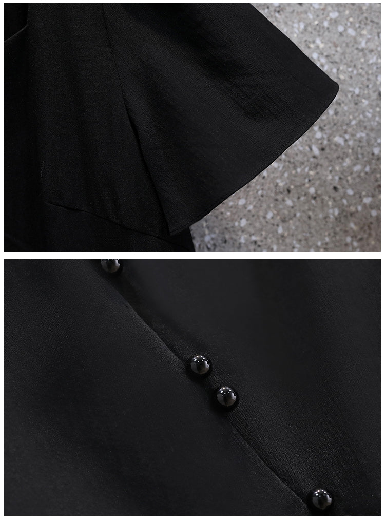 Plus Size Puff Sleeve Black Dress
