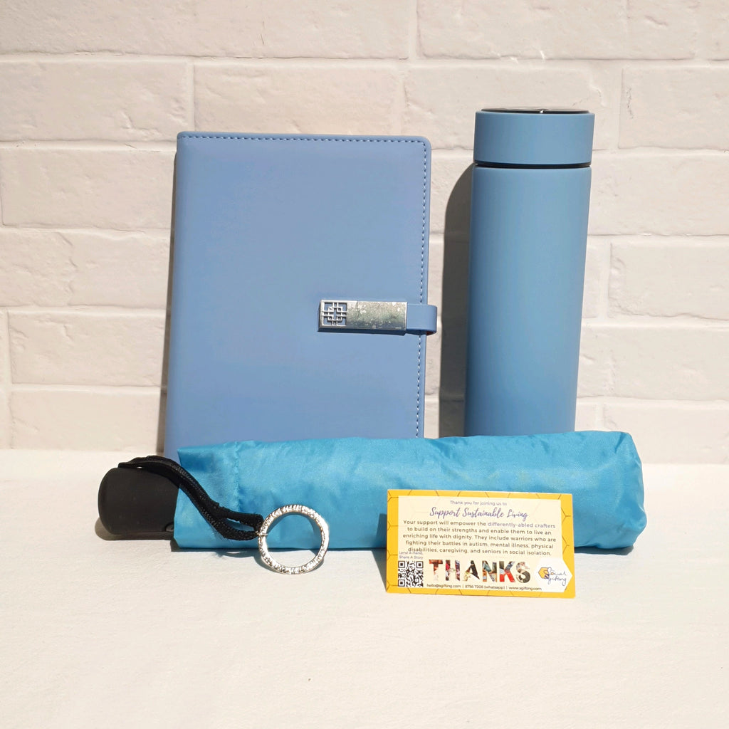 Gift Set - A5 Notebook & Automatic Umbrella & Thermal Flask