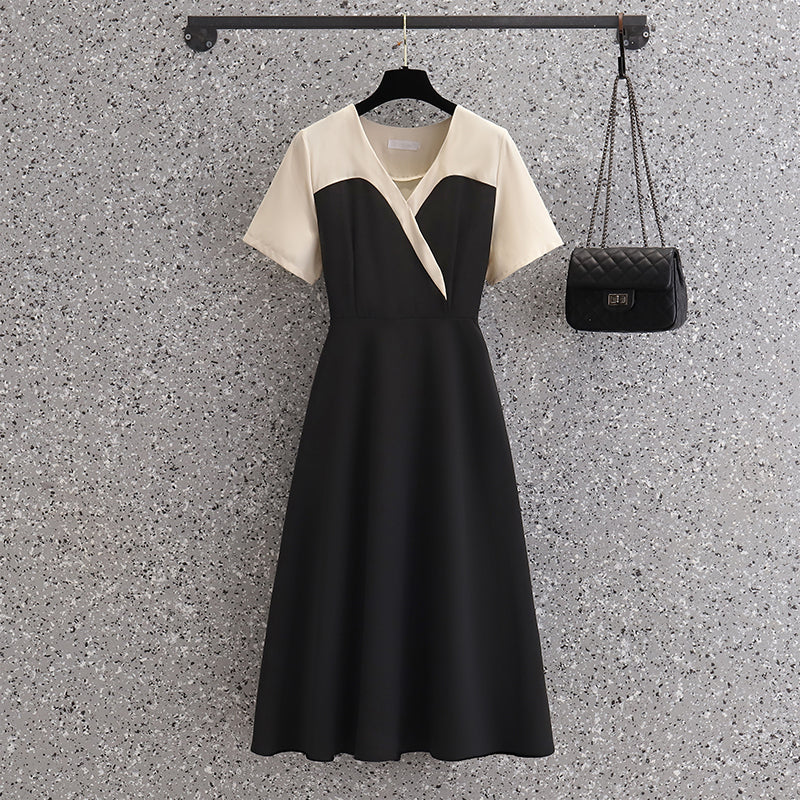 Plus Size Korean Monochrome Midi Dress
