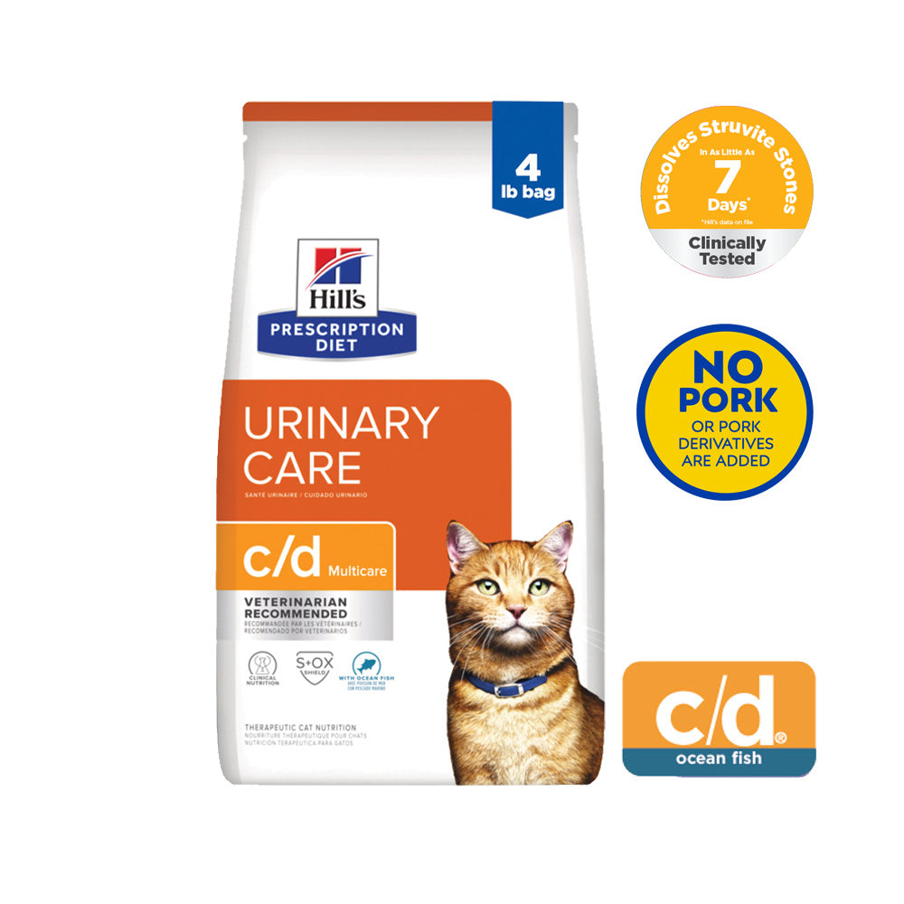 Hill's Prescription Diet c/d Multicare Urinary Care with Ocean Fish Dry Cat Food 4lb