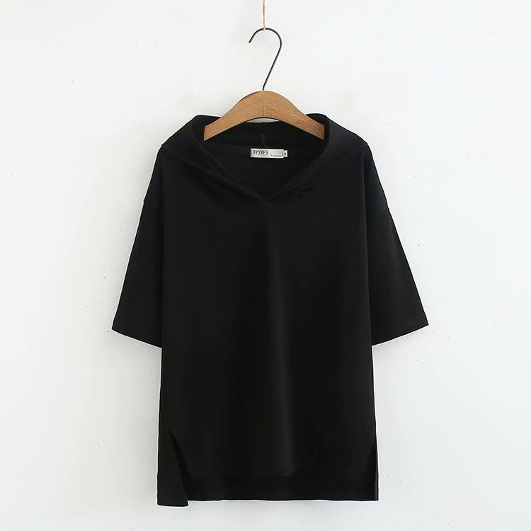 [Ready Stock Green 2XL] Yselle Plus Size Hoodie Short Sleeve T Shirt Top (Green, White, Black)
