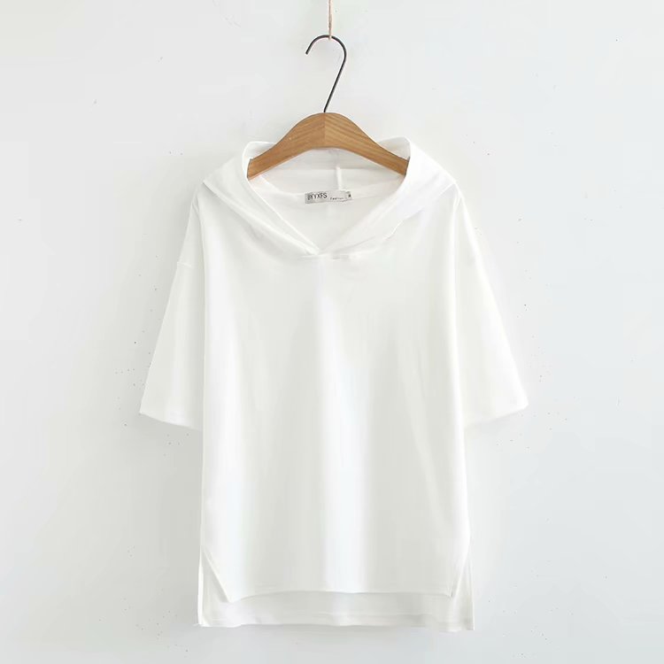 [Ready Stock Green 2XL] Yselle Plus Size Hoodie Short Sleeve T Shirt Top (Green, White, Black)