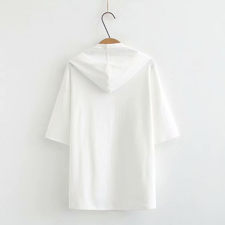 [Ready Stock Green 2XL] Yselle Plus Size Hoodie Short Sleeve T Shirt Top (Green, White, Black)