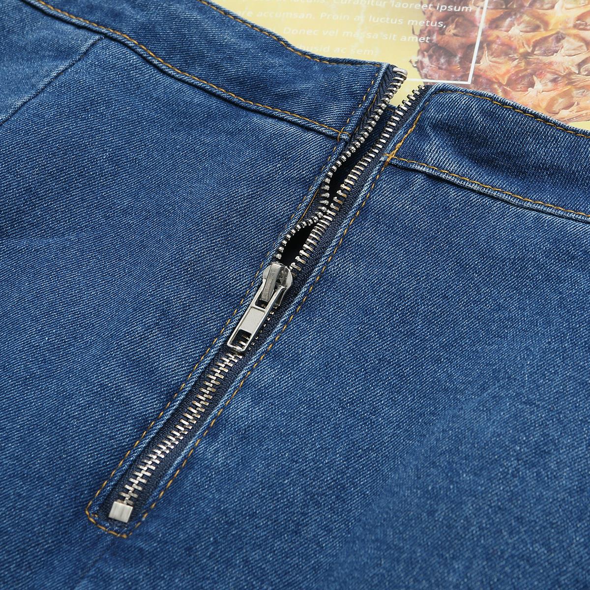 (Ready Stock 3XL - 1 Pc) Plus Size Denim Pleat Mini Skirt