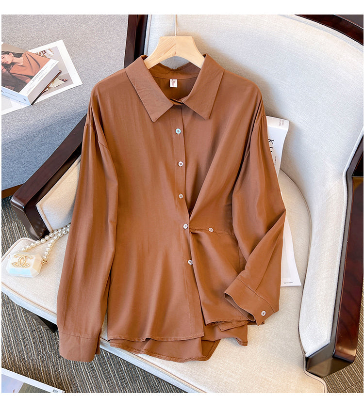 Plus Size Irregular Long Sleeve Shirt