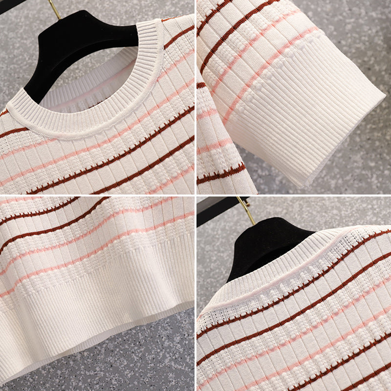 Plus Size Korean Knit Stripe Top