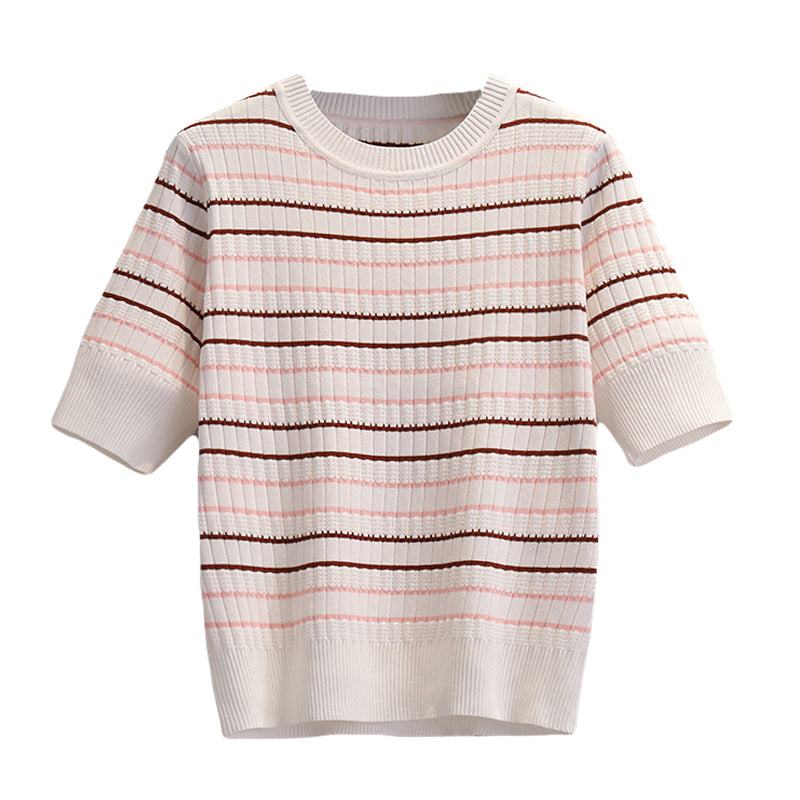 Plus Size Korean Knit Stripe Top