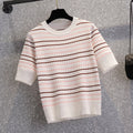 Plus Size Korean Knit Stripe Top
