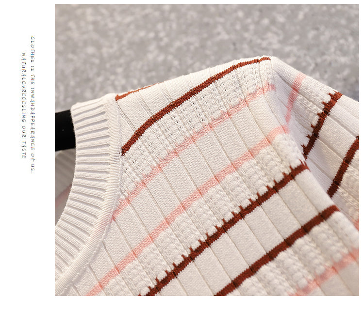 Plus Size Korean Knit Stripe Top