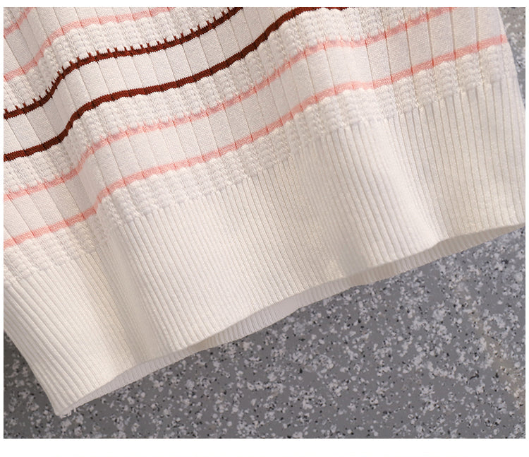 Plus Size Korean Knit Stripe Top