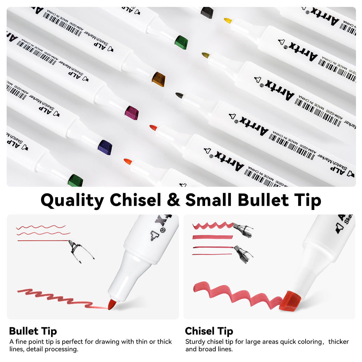 Arrtx 80A Alcohol Chisel and Bullet Marker Set