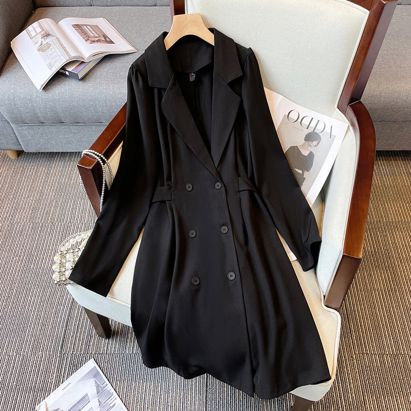 Plus Size Lapel Mid-Length Suit Dress
