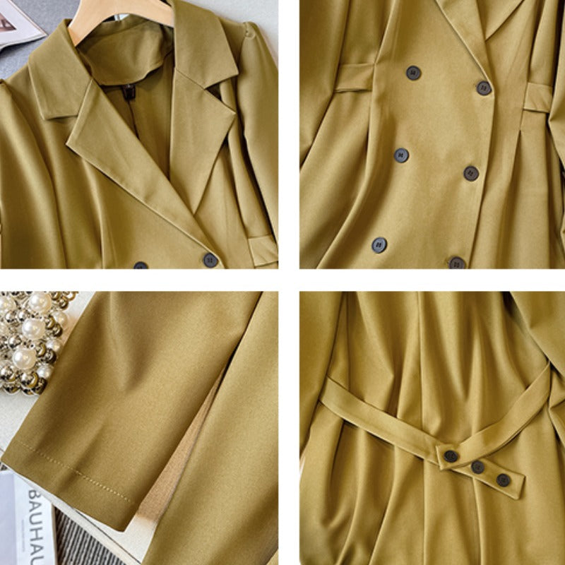Plus Size Lapel Mid-Length Suit Dress