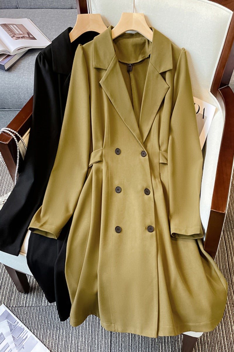 Plus Size Lapel Mid-Length Suit Dress