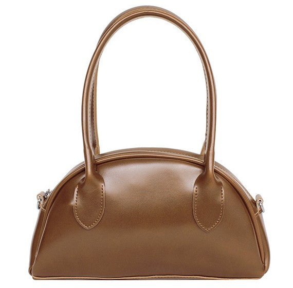 Mini Half-Moon Zip Handbag & Crossbody – Made in Korea (Black / Brown / Dark Brown)