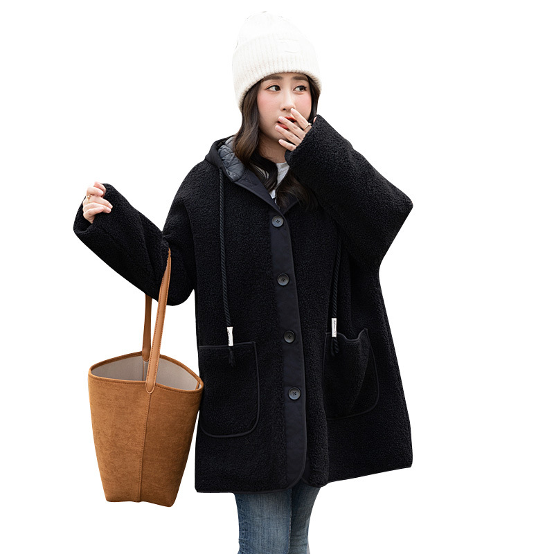 (3XL-6XL) Plus Size Black Teddy Woolen Tunic Winter Jacket (Extra Big Size)