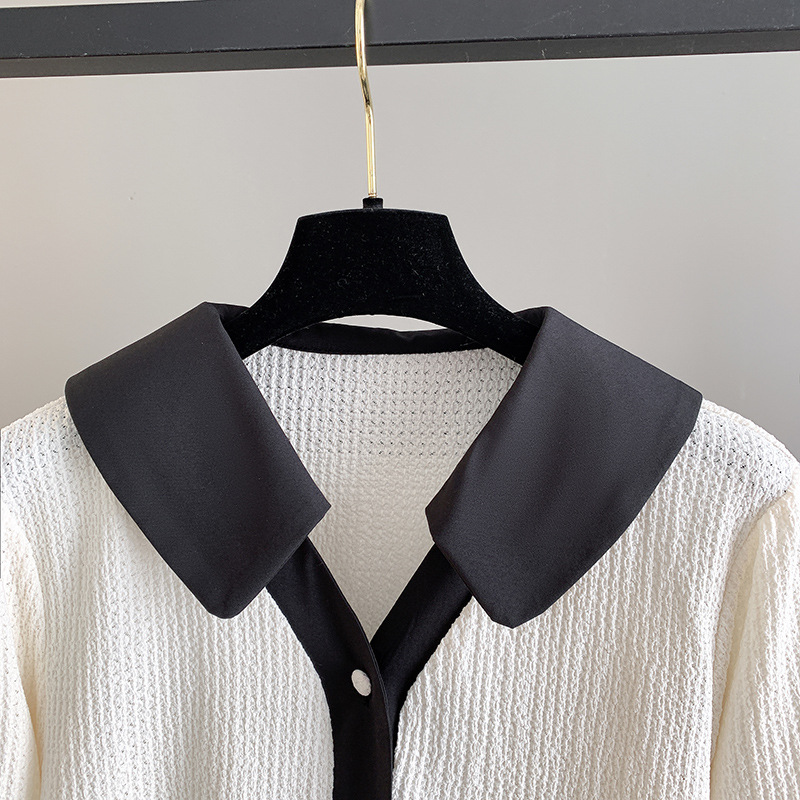 (3XL-6XL) Plus Size Colourblock Long Sleeve Shirt Blouse (Extra Big Size)