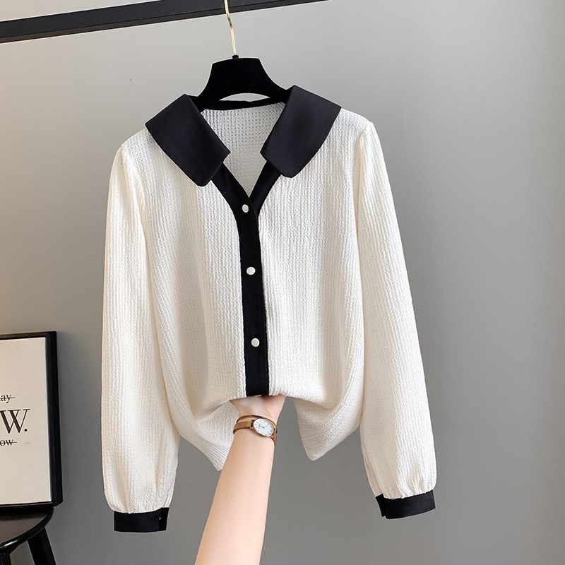(3XL-6XL) Plus Size Colourblock Long Sleeve Shirt Blouse (Extra Big Size)
