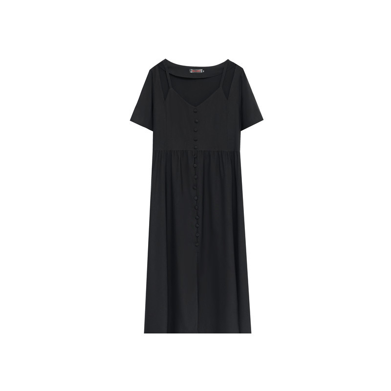 (3XL-8XL) Plus Size Exposed Shoulder Black Midi Dress (Extra Big Size)