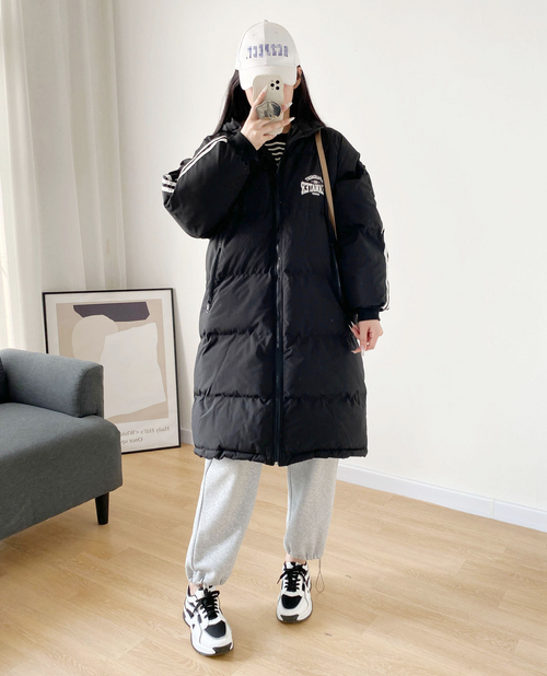 (3XL-9XL) Plus Size Black Padded Long Winter Jacket (Extra Big Size)