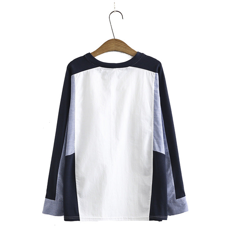 Plus Size Round Neck Long-Sleeved Shirt